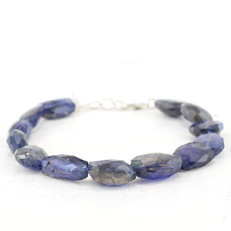 gemsmore:Natural Blue Tanzanite Bracelet Faceted Beads
