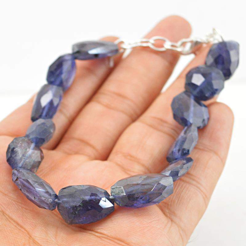 gemsmore:Natural Blue Tanzanite Bracelet Faceted Beads