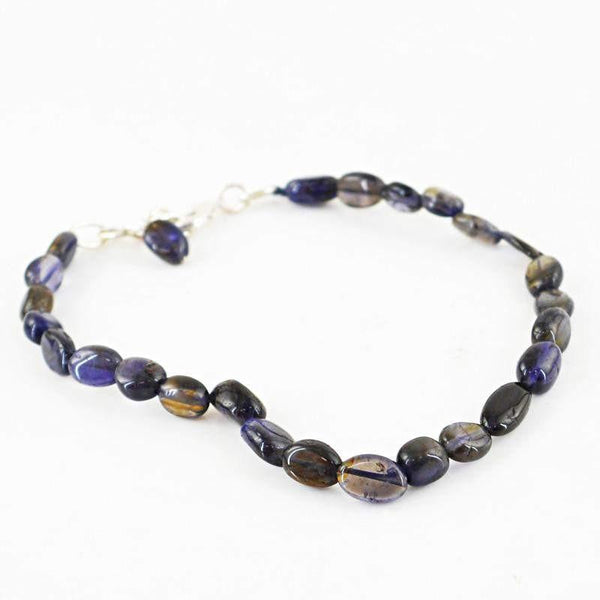 gemsmore:Natural Blue Tanzanite Bracelet Oval Shape Beads