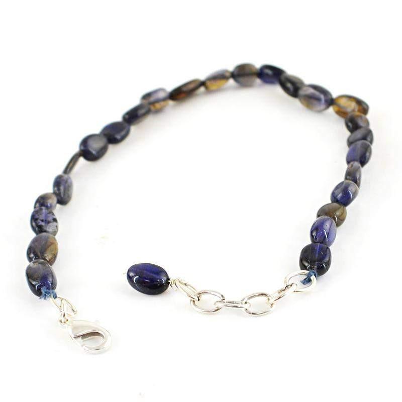 gemsmore:Natural Blue Tanzanite Bracelet Oval Shape Beads