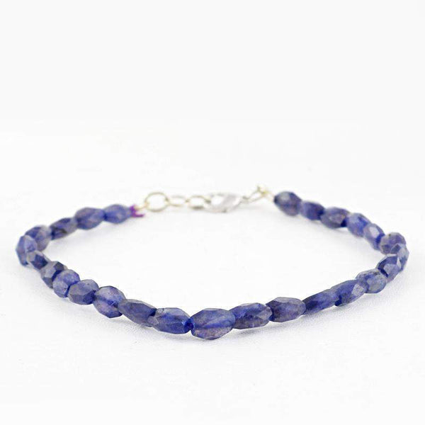 gemsmore:Natural Blue Tanzanite Bracelet Oval Shape Faceted Beads
