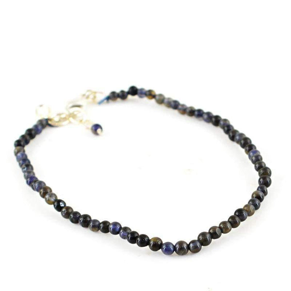 gemsmore:Natural Blue Tanzanite Bracelet Round Beads