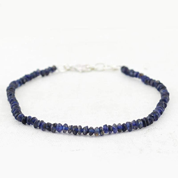gemsmore:Natural Blue Tanzanite Bracelet Round Faceted Beads Bracelet