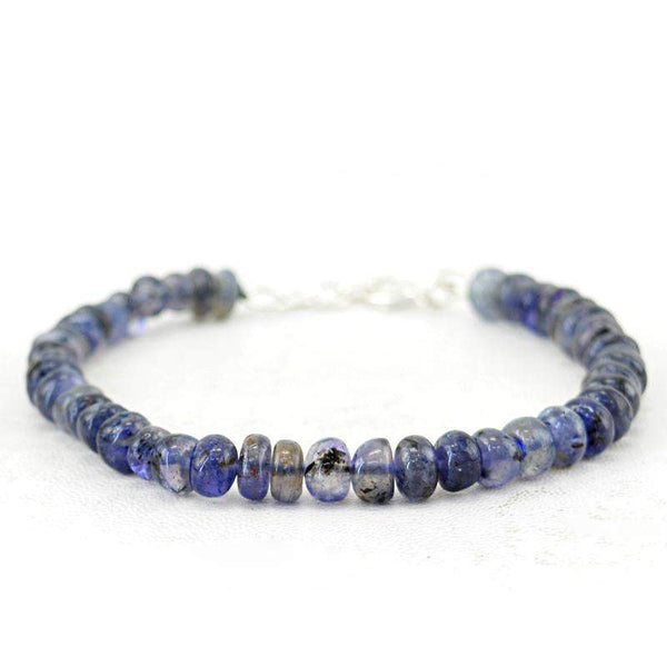 gemsmore:Natural Blue Tanzanite Bracelet Round Shape Beads