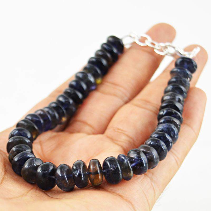 gemsmore:Natural Blue Tanzanite Bracelet Round Shape Beads