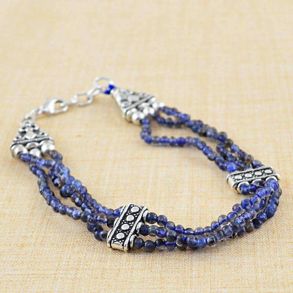 gemsmore:Natural Blue Tanzanite Bracelet Round Shape Beads