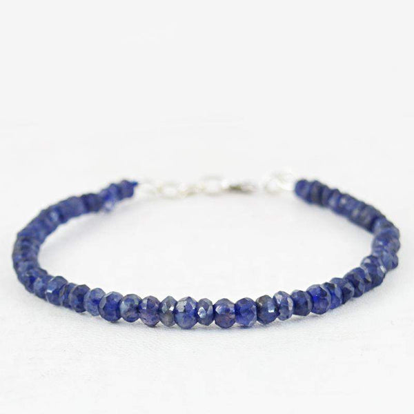 gemsmore:Natural Blue Tanzanite Bracelet Round Shape Faceted Beads