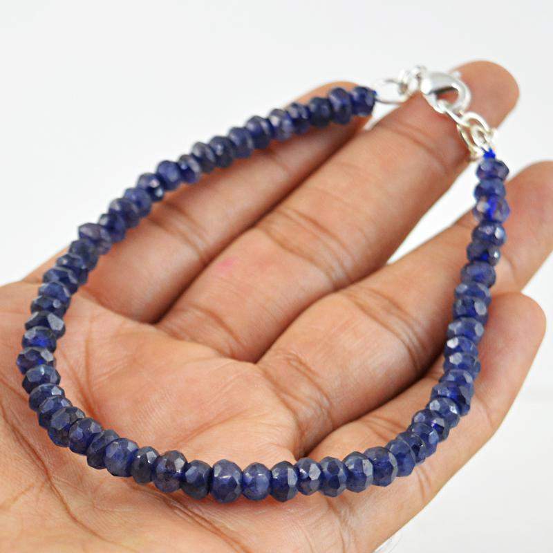 gemsmore:Natural Blue Tanzanite Bracelet Round Shape Faceted Beads