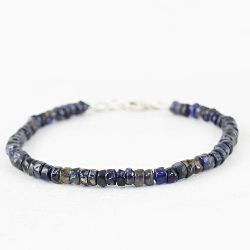 gemsmore:Natural Blue Tanzanite Bracelet Round Shape Faceted Beads