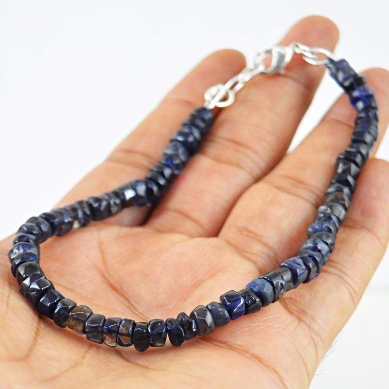 gemsmore:Natural Blue Tanzanite Bracelet Round Shape Faceted Beads