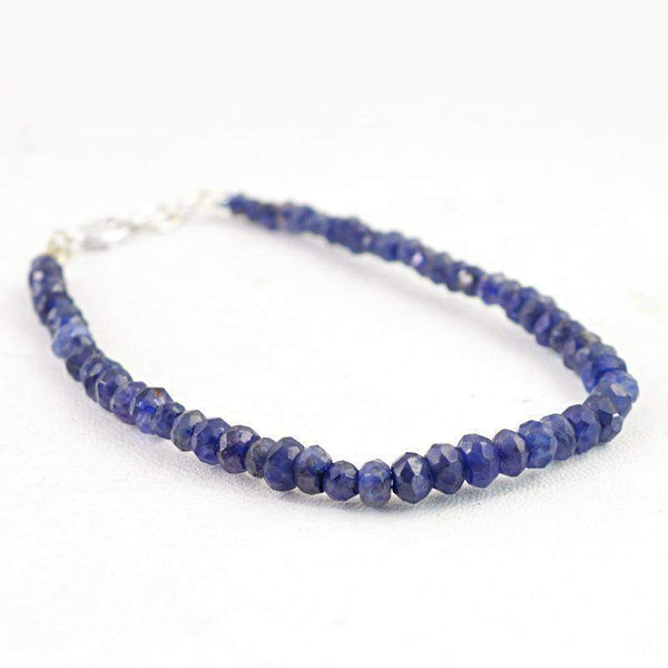 gemsmore:Natural Blue Tanzanite Bracelet Round Shape Faceted Genuine Beads