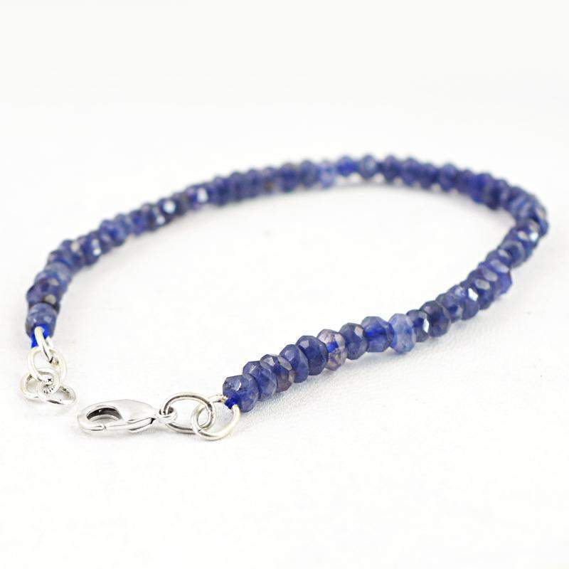 gemsmore:Natural Blue Tanzanite Bracelet Round Shape Faceted Genuine Beads