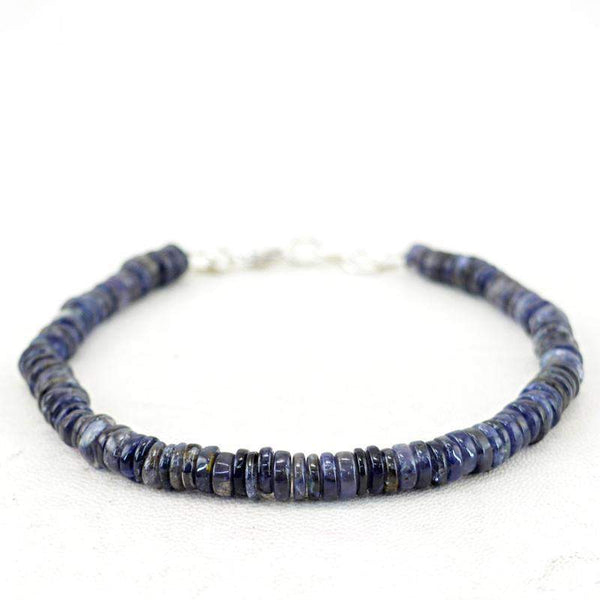 gemsmore:Natural Blue Tanzanite Bracelet Round Shape Genuine Beads