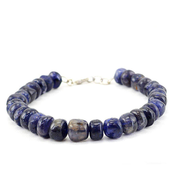 gemsmore:Natural Blue Tanzanite Bracelet Round Shape Untreated Beads