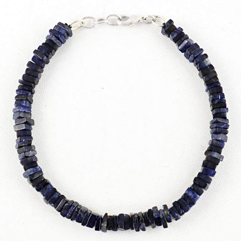 gemsmore:Natural Blue Tanzanite Bracelet Untreated Beads