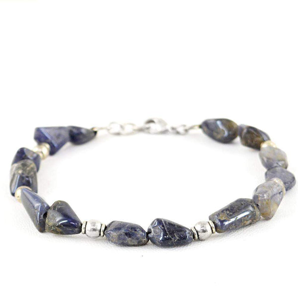 gemsmore:Natural Blue Tanzanite Bracelet Untreated Beads