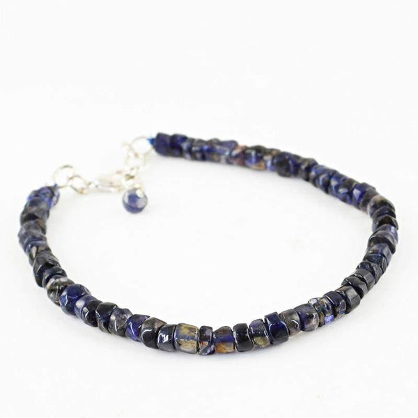 gemsmore:Natural Blue Tanzanite Bracelet Untreated Round Beads