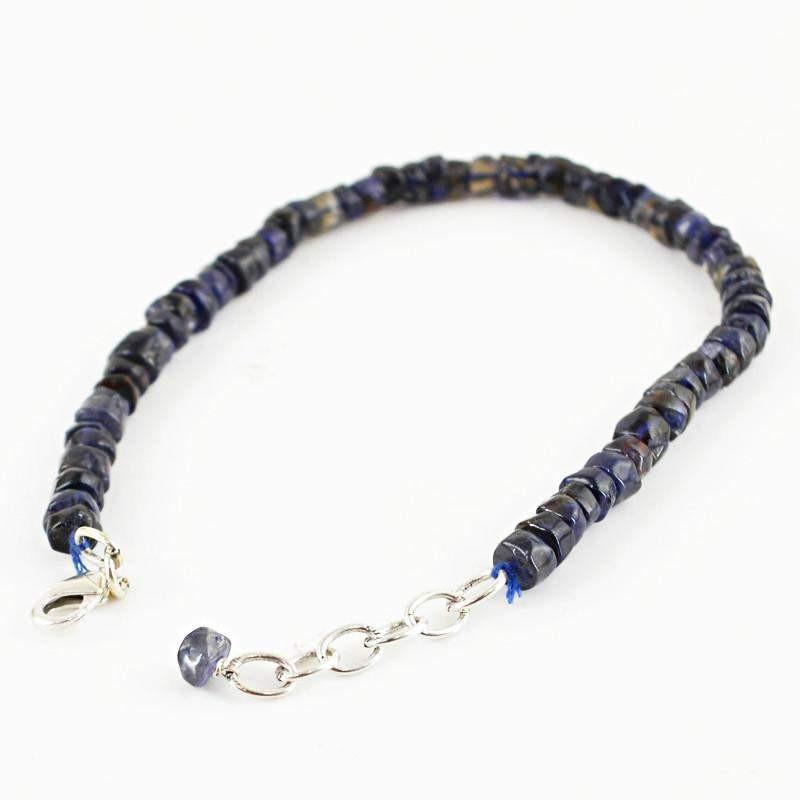 gemsmore:Natural Blue Tanzanite Bracelet Untreated Round Beads