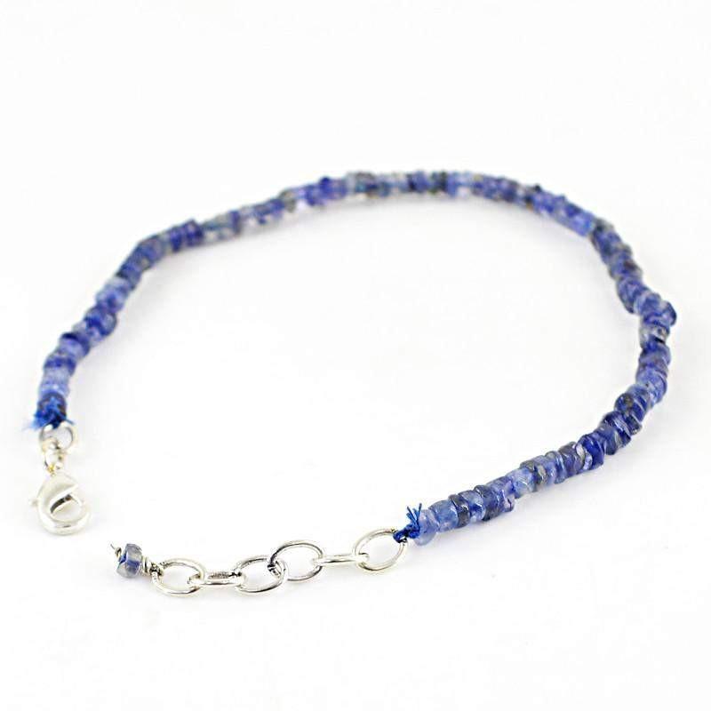 gemsmore:Natural Blue Tanzanite Bracelet Untreated Round Shape Beads