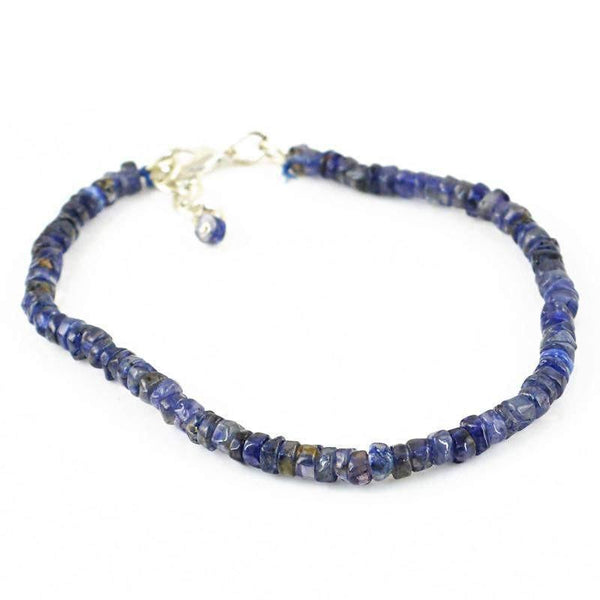 gemsmore:Natural Blue Tanzanite Bracelet Untreated Round Shape Bracelet