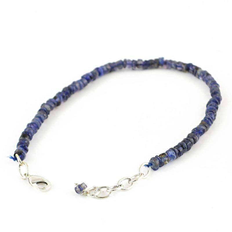 gemsmore:Natural Blue Tanzanite Bracelet Untreated Round Shape Bracelet
