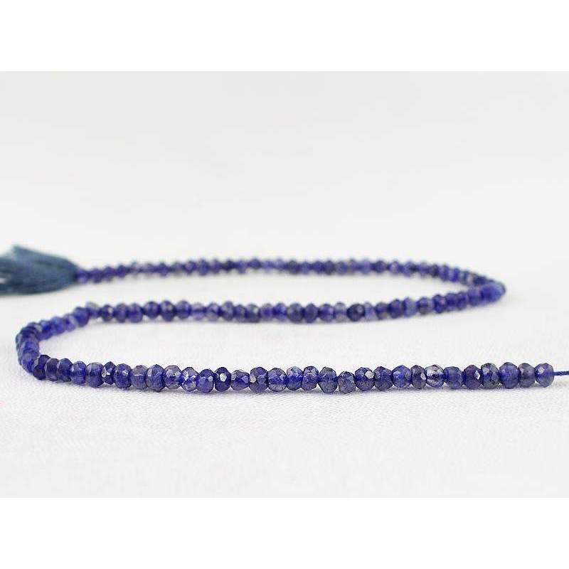 gemsmore:Natural Blue Tanzanite Drilled Beads Strand Round Shape Faceted
