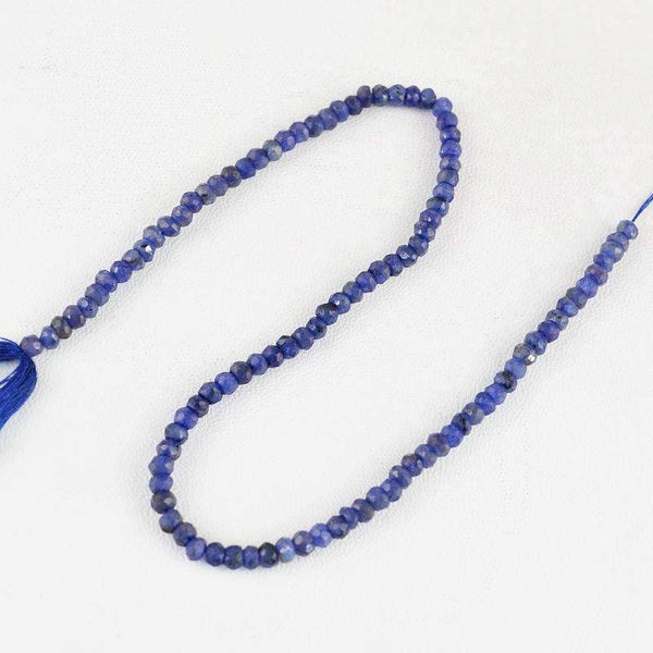 gemsmore:Natural Blue Tanzanite Drilled Beads Strand Round Shape Faceted