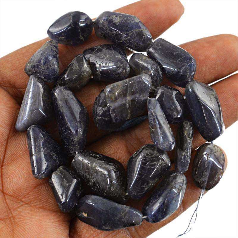 gemsmore:Natural Blue Tanzanite Drilled Beads Strand