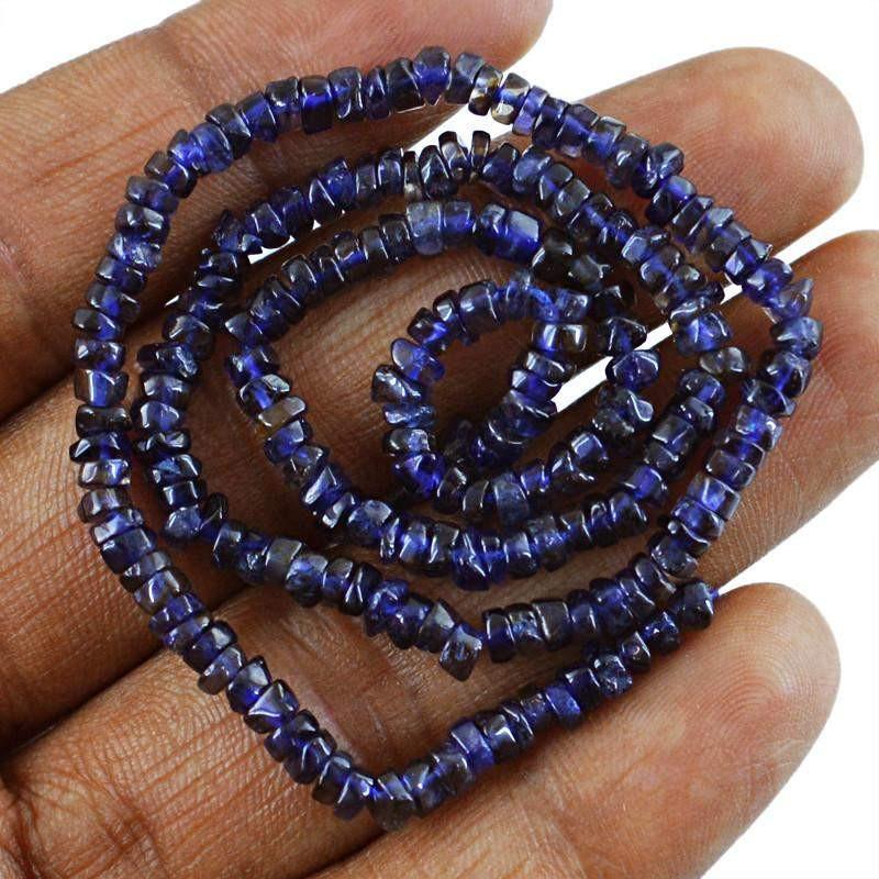 gemsmore:Natural Blue Tanzanite Drilled Beads Strand