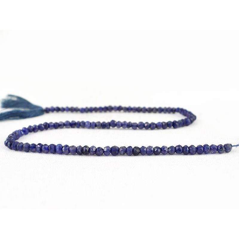 gemsmore:Natural Blue Tanzanite Drilled Round Cut Beads Strand