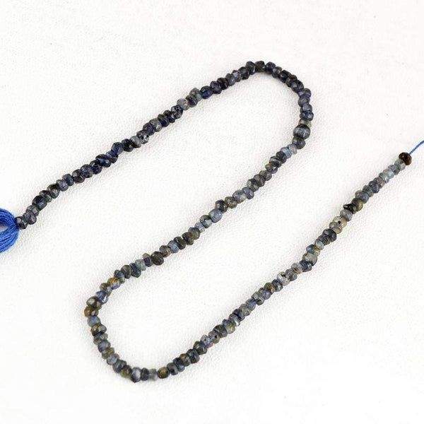 gemsmore:Natural Blue Tanzanite Drilled Round Cut Beads Strand