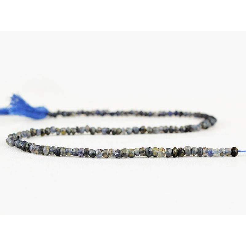 gemsmore:Natural Blue Tanzanite Drilled Round Cut Beads Strand