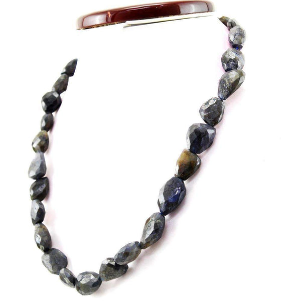 gemsmore:Natural Blue Tanzanite Necklace 20 Inches Long Faceted Beads