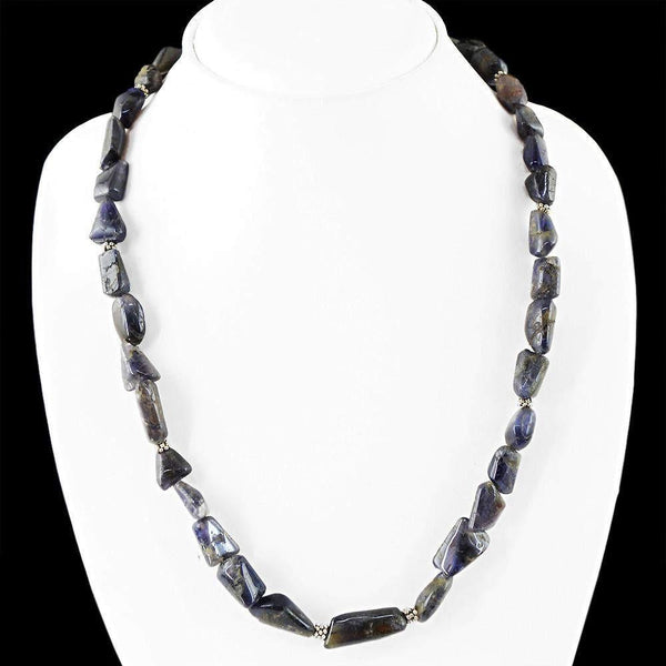 gemsmore:Natural Blue Tanzanite Necklace 20 Inches Long Unheated Beads