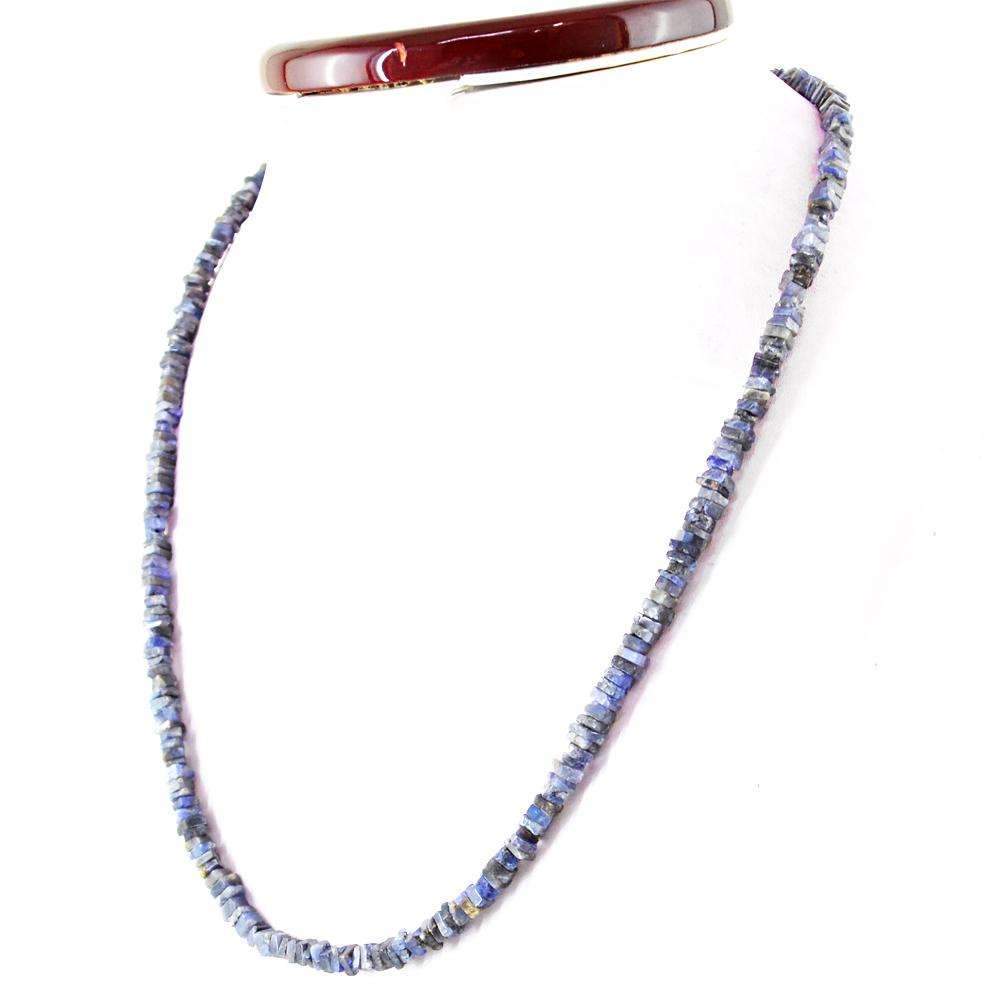 gemsmore:Natural Blue Tanzanite Necklace 20 Inches Long Untreated Beads