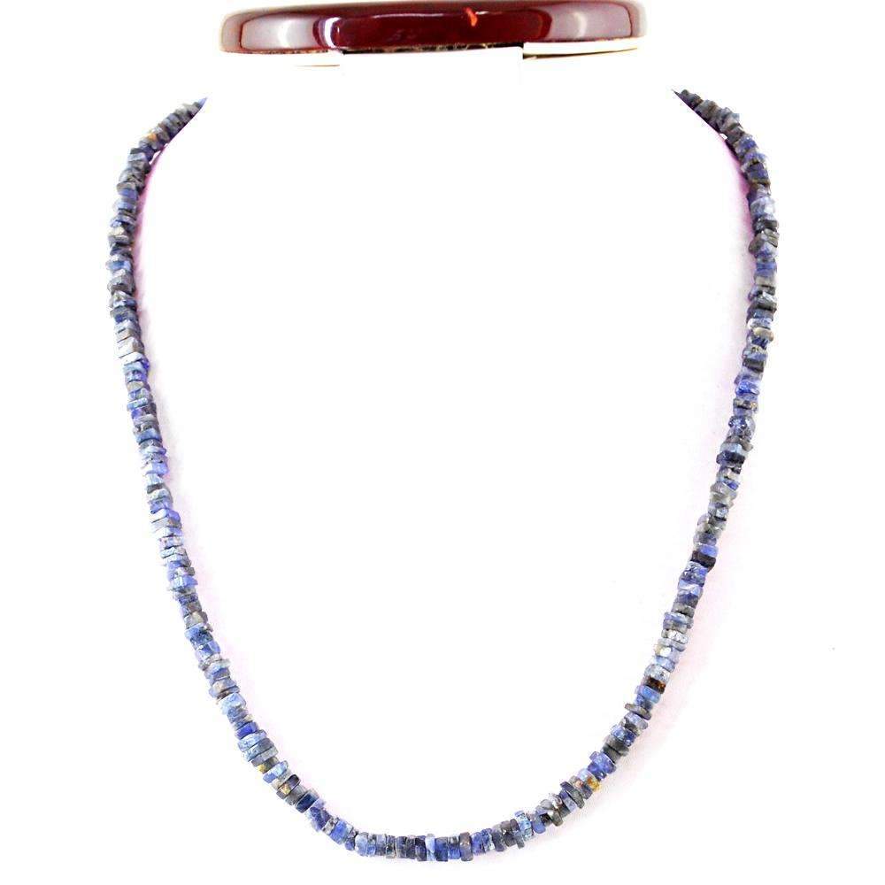 gemsmore:Natural Blue Tanzanite Necklace 20 Inches Long Untreated Beads