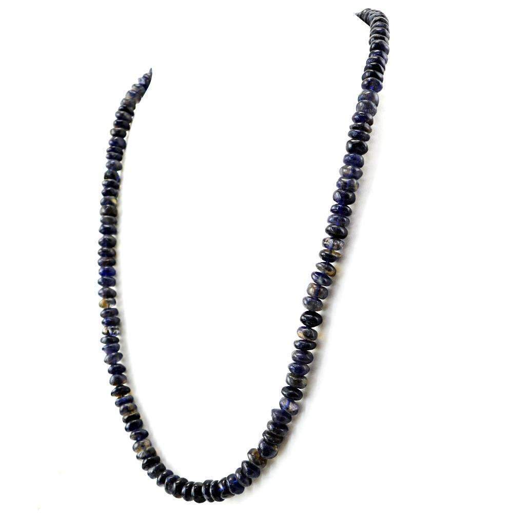 gemsmore:Natural Blue Tanzanite Necklace Round Shape Beads