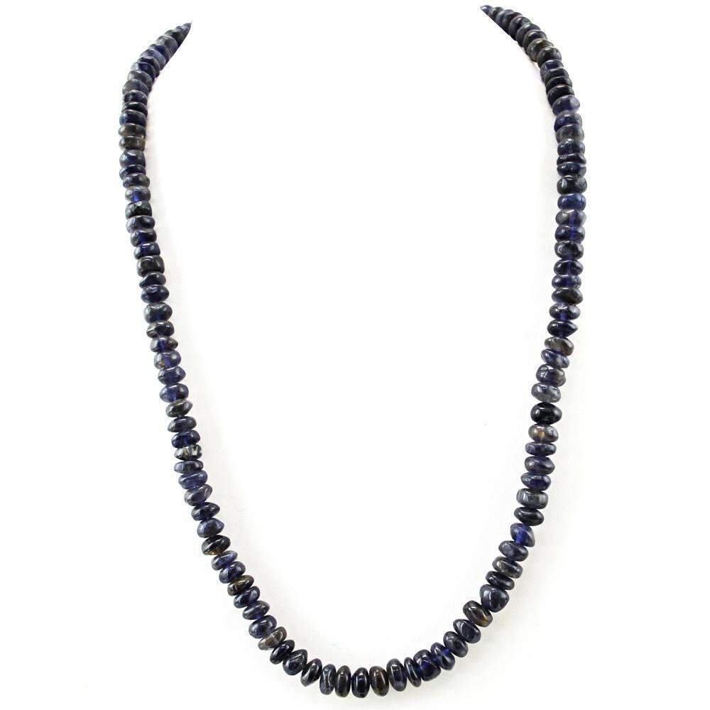 gemsmore:Natural Blue Tanzanite Necklace Round Shape Beads