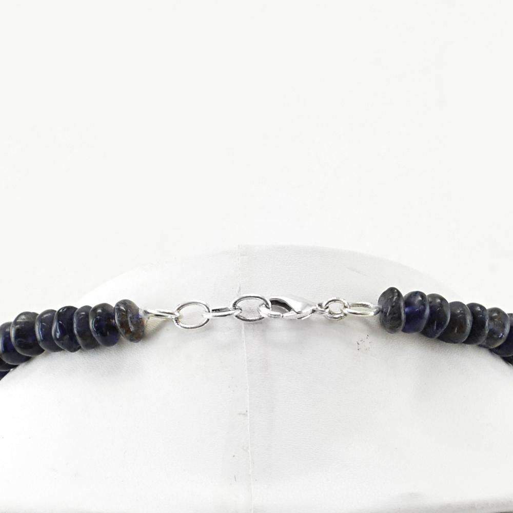 gemsmore:Natural Blue Tanzanite Necklace Round Shape Beads