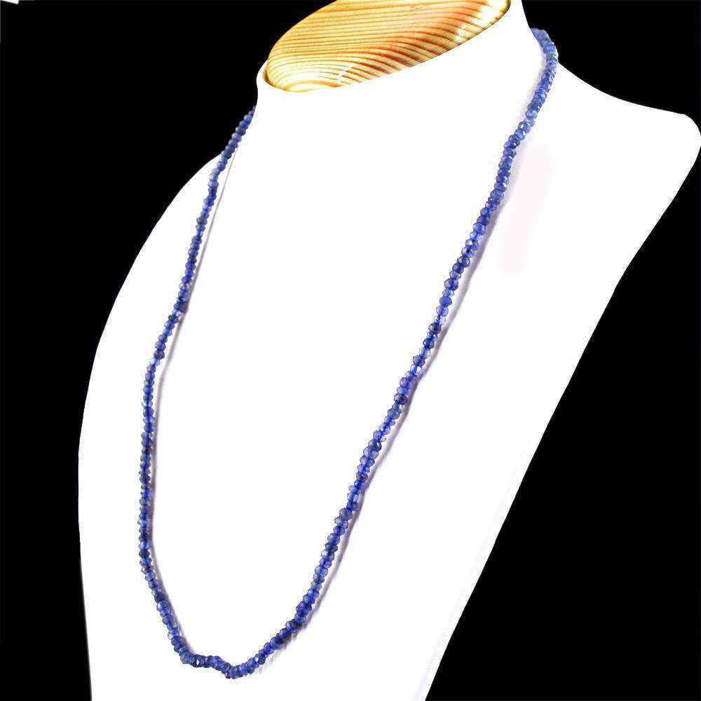 gemsmore:Natural Blue Tanzanite Necklace Round Shape Faceted Beads