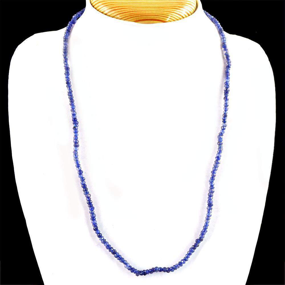 gemsmore:Natural Blue Tanzanite Necklace Round Shape Faceted Beads