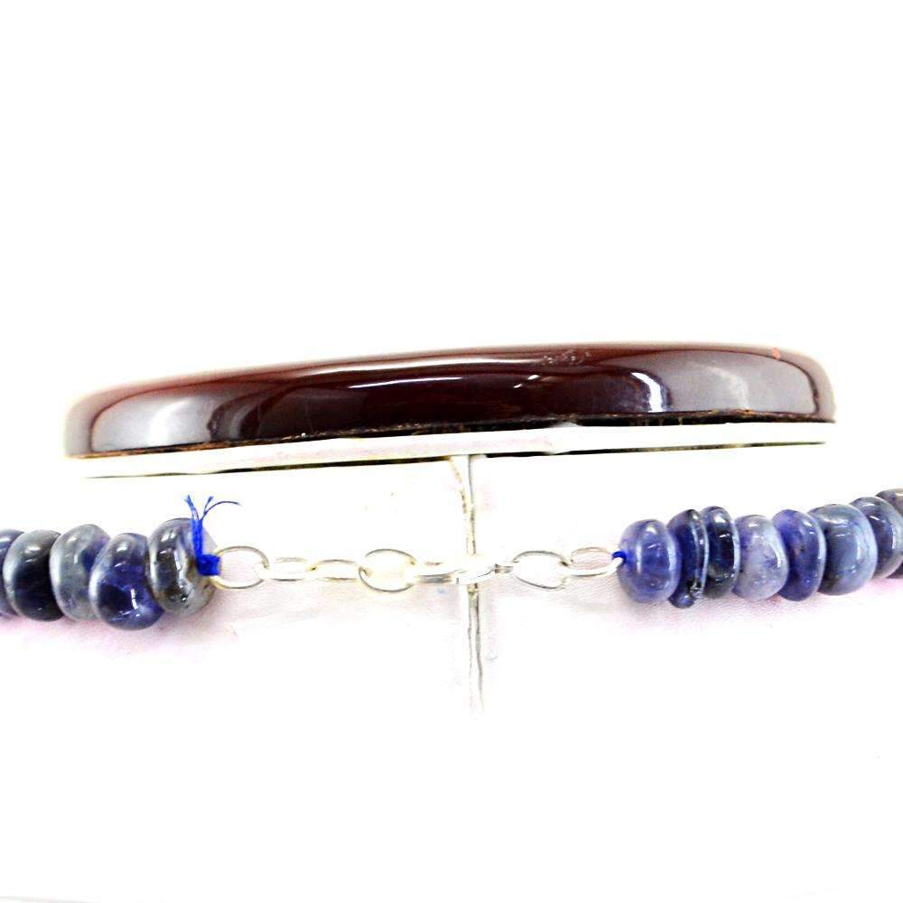 gemsmore:Natural Blue Tanzanite Necklace Round Shape Untreated Beads