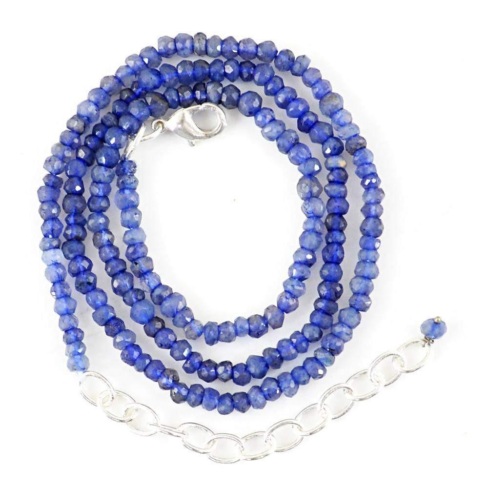 gemsmore:Natural Blue Tanzanite Necklace Single Strand Round Faceted Beads