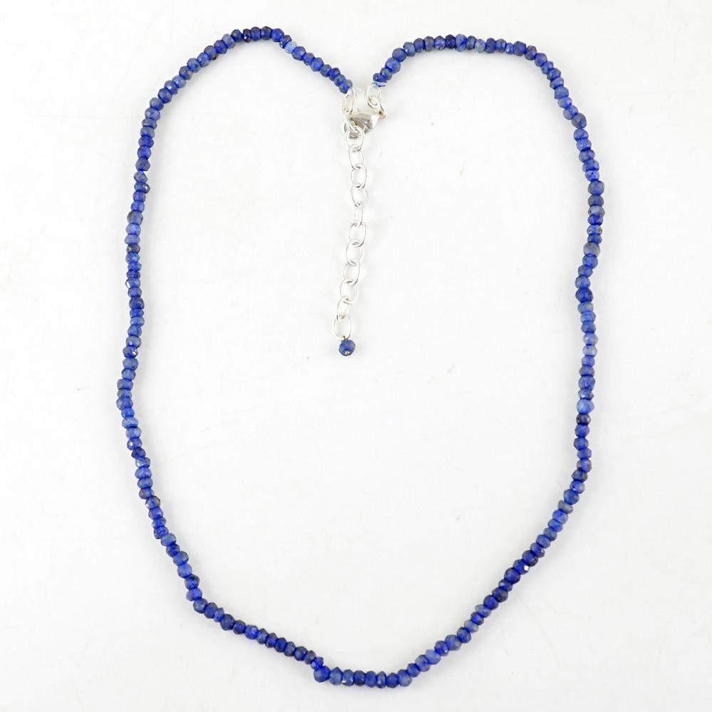 gemsmore:Natural Blue Tanzanite Necklace Single Strand Round Faceted Beads