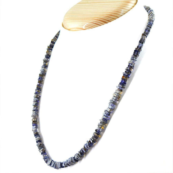gemsmore:Natural Blue Tanzanite Necklace Single Strand Unheated Beads
