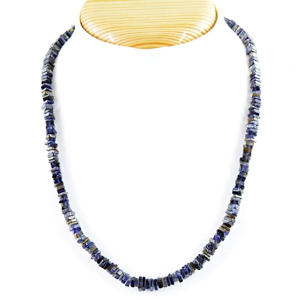 gemsmore:Natural Blue Tanzanite Necklace Single Strand Unheated Beads