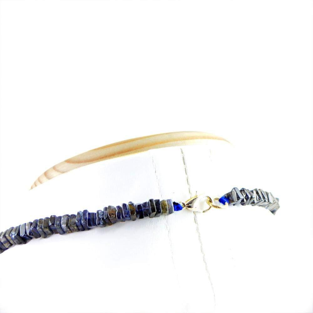 gemsmore:Natural Blue Tanzanite Necklace Single Strand Unheated Beads