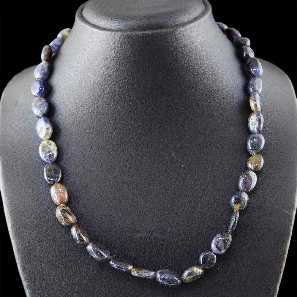 gemsmore:Natural Blue Tanzanite Necklace Single Strand Untreated Beads