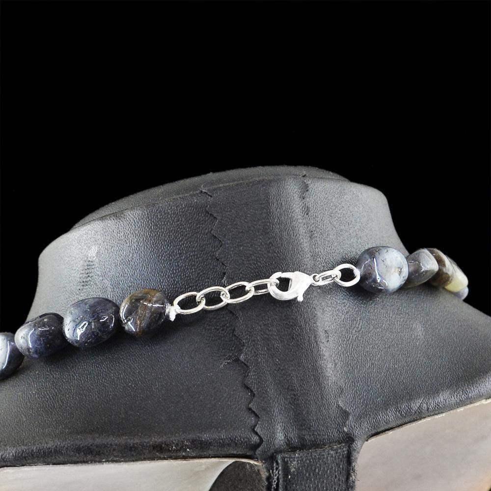 gemsmore:Natural Blue Tanzanite Necklace Single Strand Untreated Beads