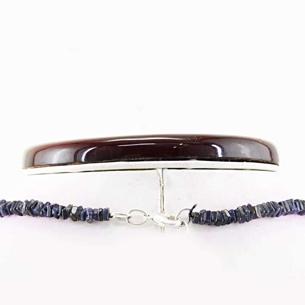 gemsmore:Natural Blue Tanzanite Necklace Single Strand Untreated Beads